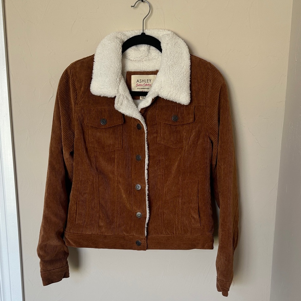 Ashley By 26 International Corduroy Jacket with Cream Sherpa Collar